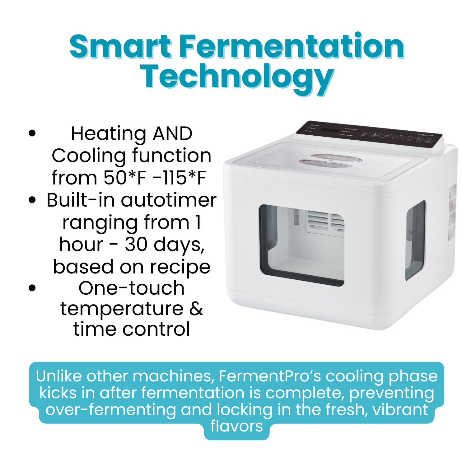 FermentPro Fermentation Machine | Smart Heating & Cooling, Homemade Yogurt & Kombucha Maker | Large Capacity